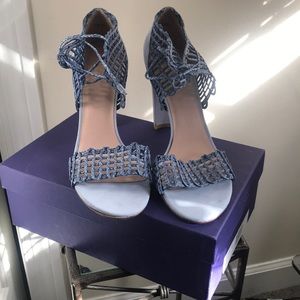 Stuart Weitzman Blue Wicker Heels
